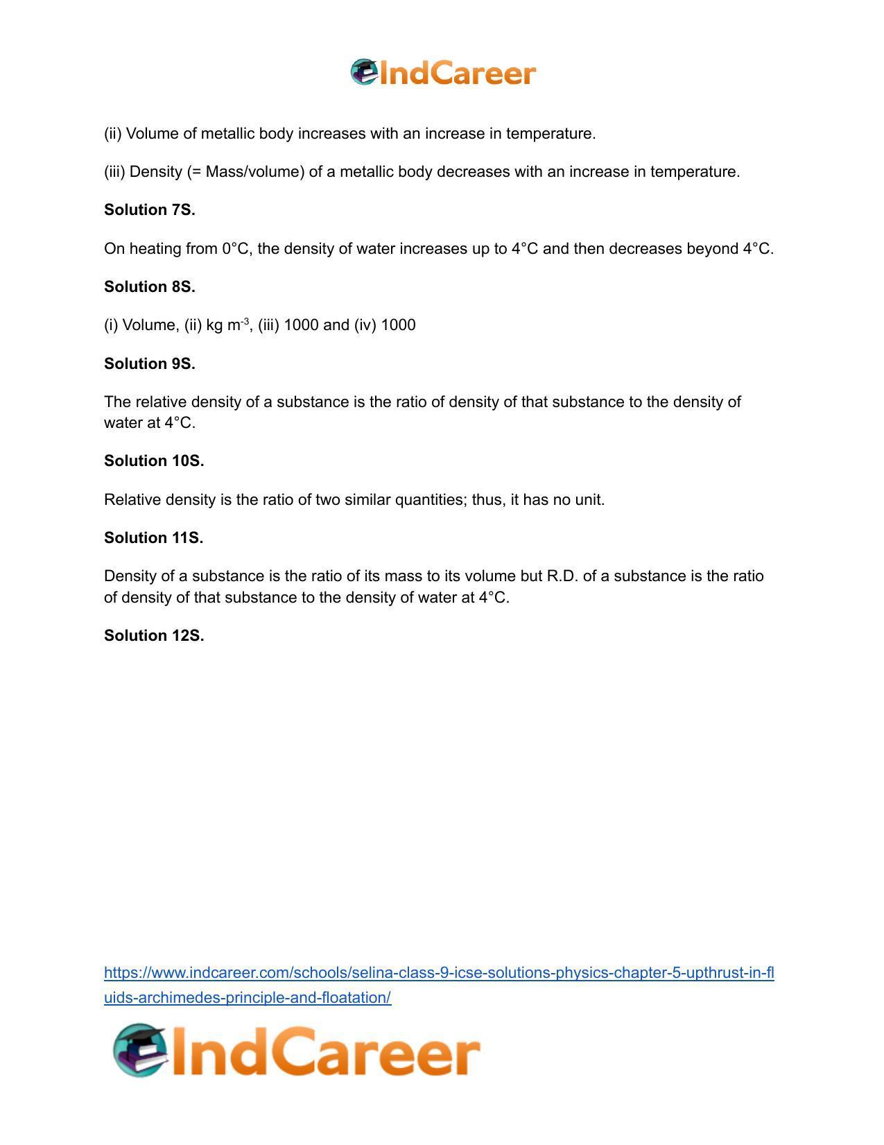 Selina Class 9 ICSE Solutions Physics : Chapter 5- Upthrust in Fluids, Archimedes' Principle and Floatation - Page 17
