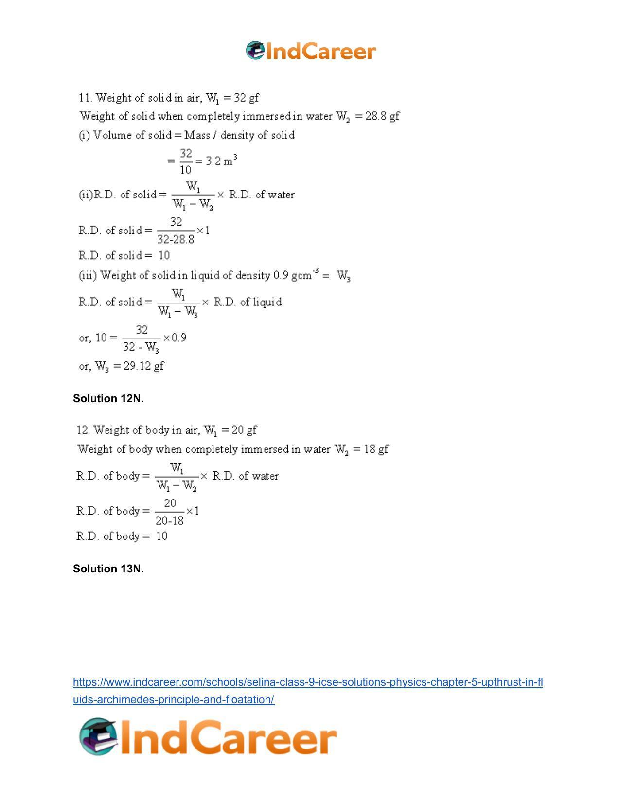 Selina Class 9 ICSE Solutions Physics : Chapter 5- Upthrust in Fluids, Archimedes' Principle and Floatation - Page 24