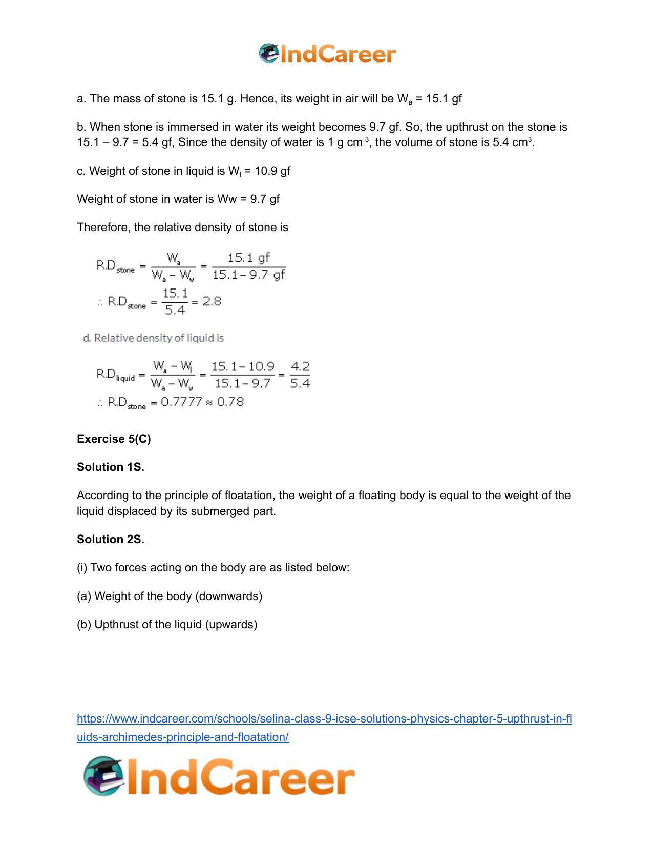 Selina Class 9 ICSE Solutions Physics : Chapter 5- Upthrust in Fluids, Archimedes' Principle and Floatation - Page 26