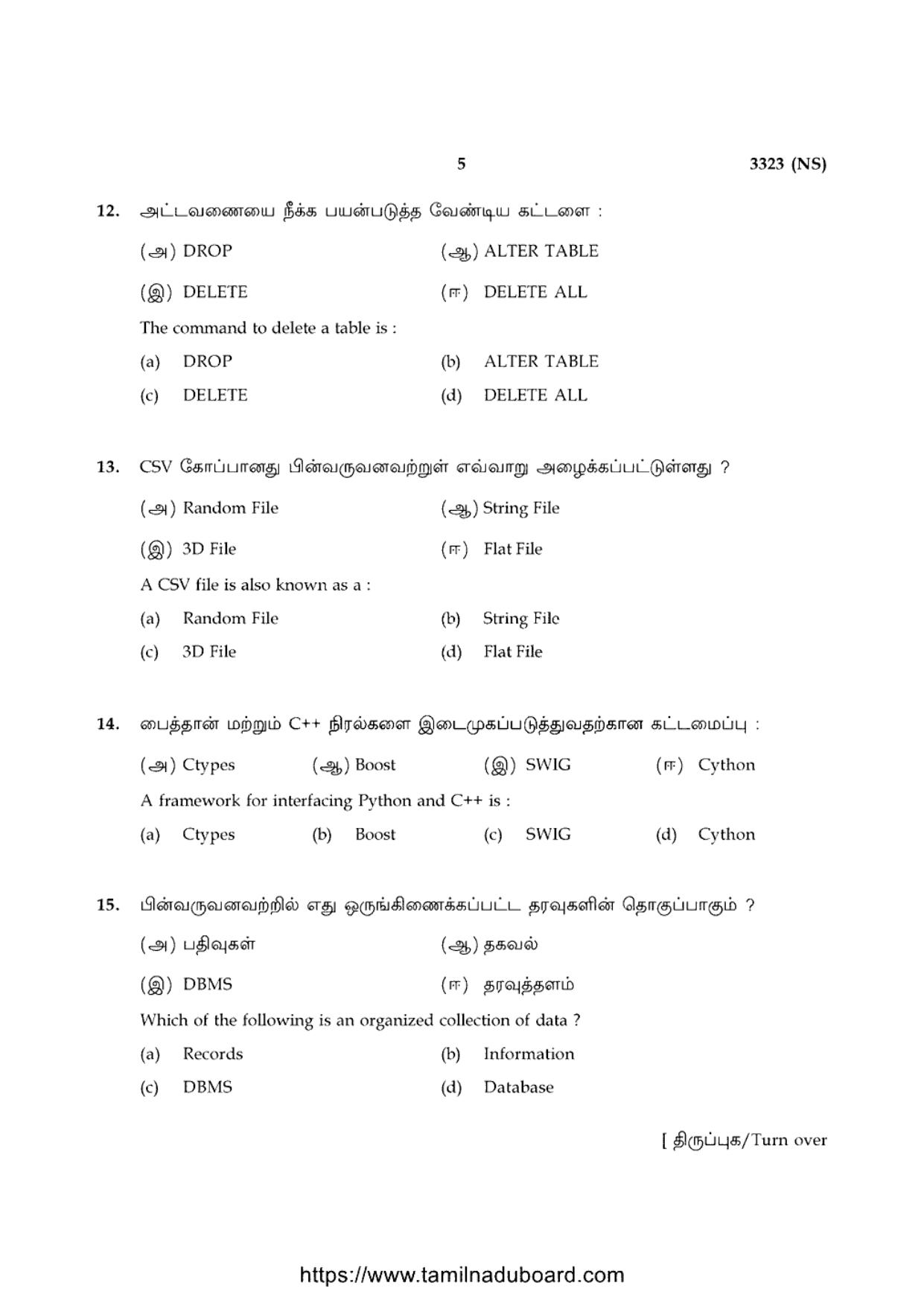 TN Class 12 Computer Science 3323 NS Question Papers 2020 - Page 5