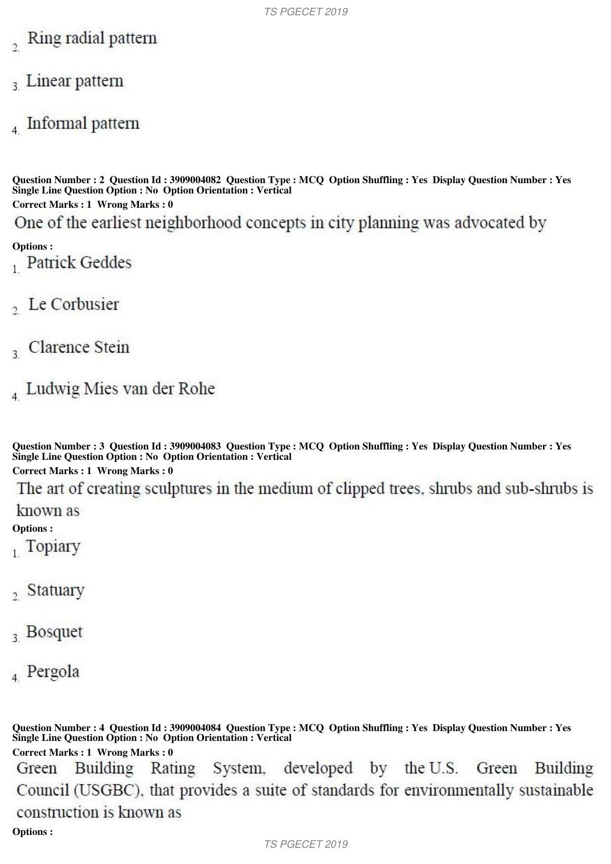 TS PGECET 2019: Architecture and Planning Question Papers - Page 2