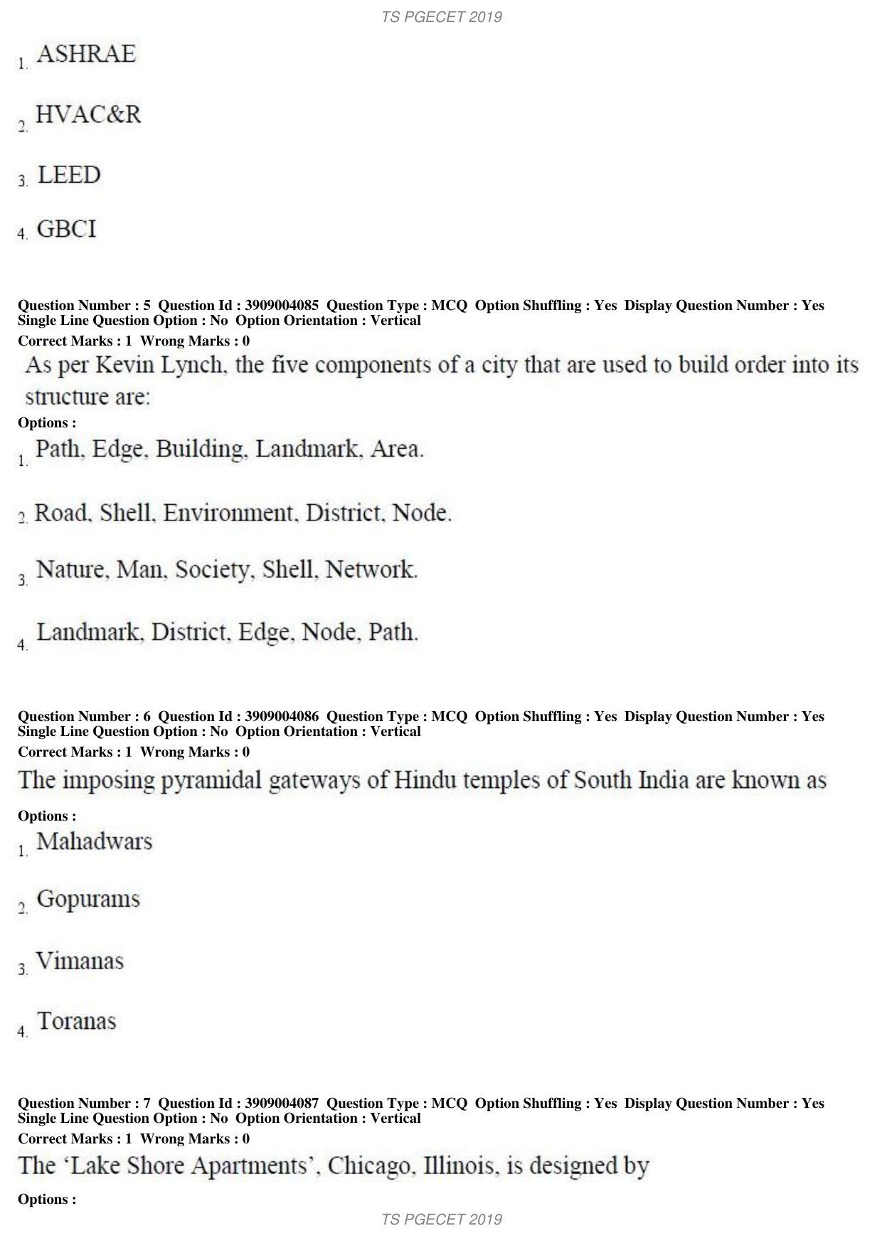 TS PGECET 2019: Architecture and Planning Question Papers - Page 3