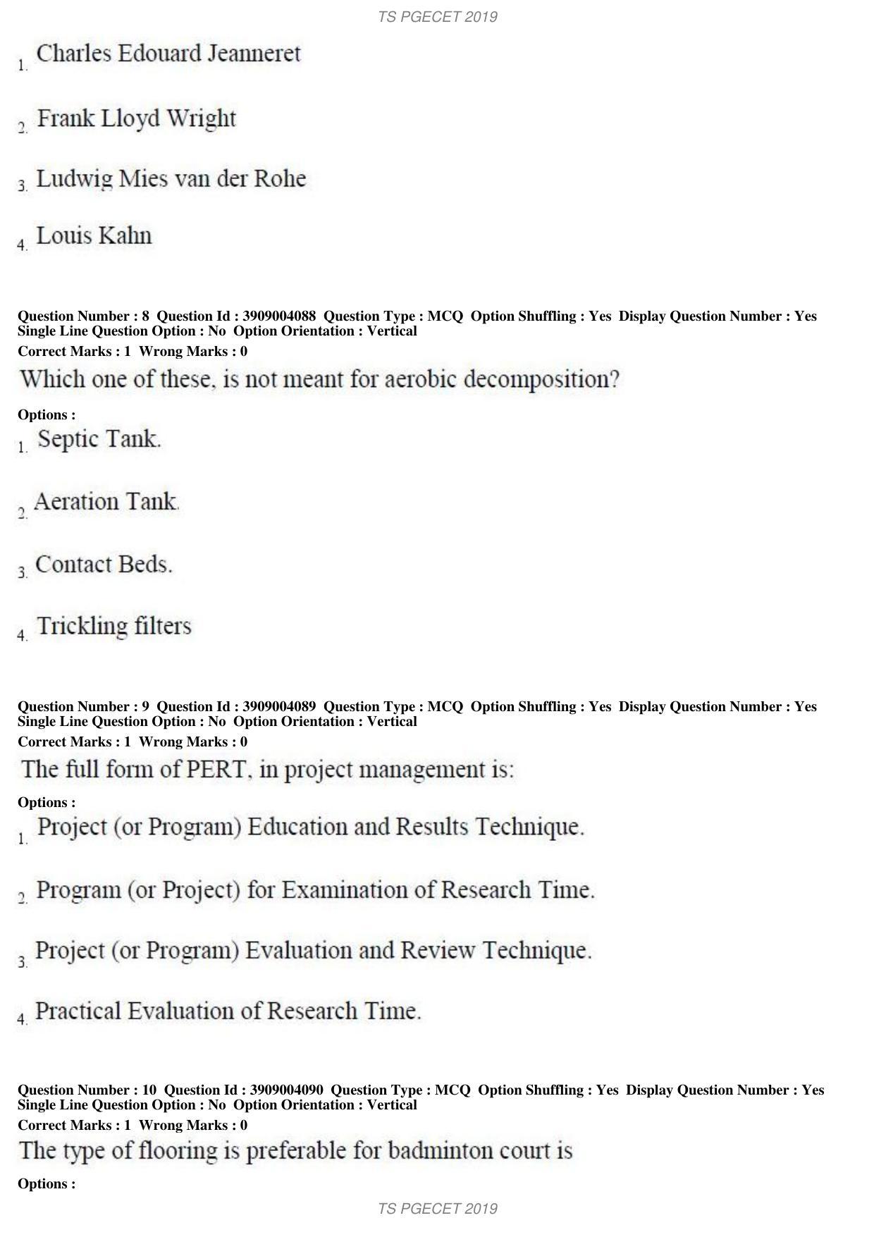 TS PGECET 2019: Architecture and Planning Question Papers - Page 4