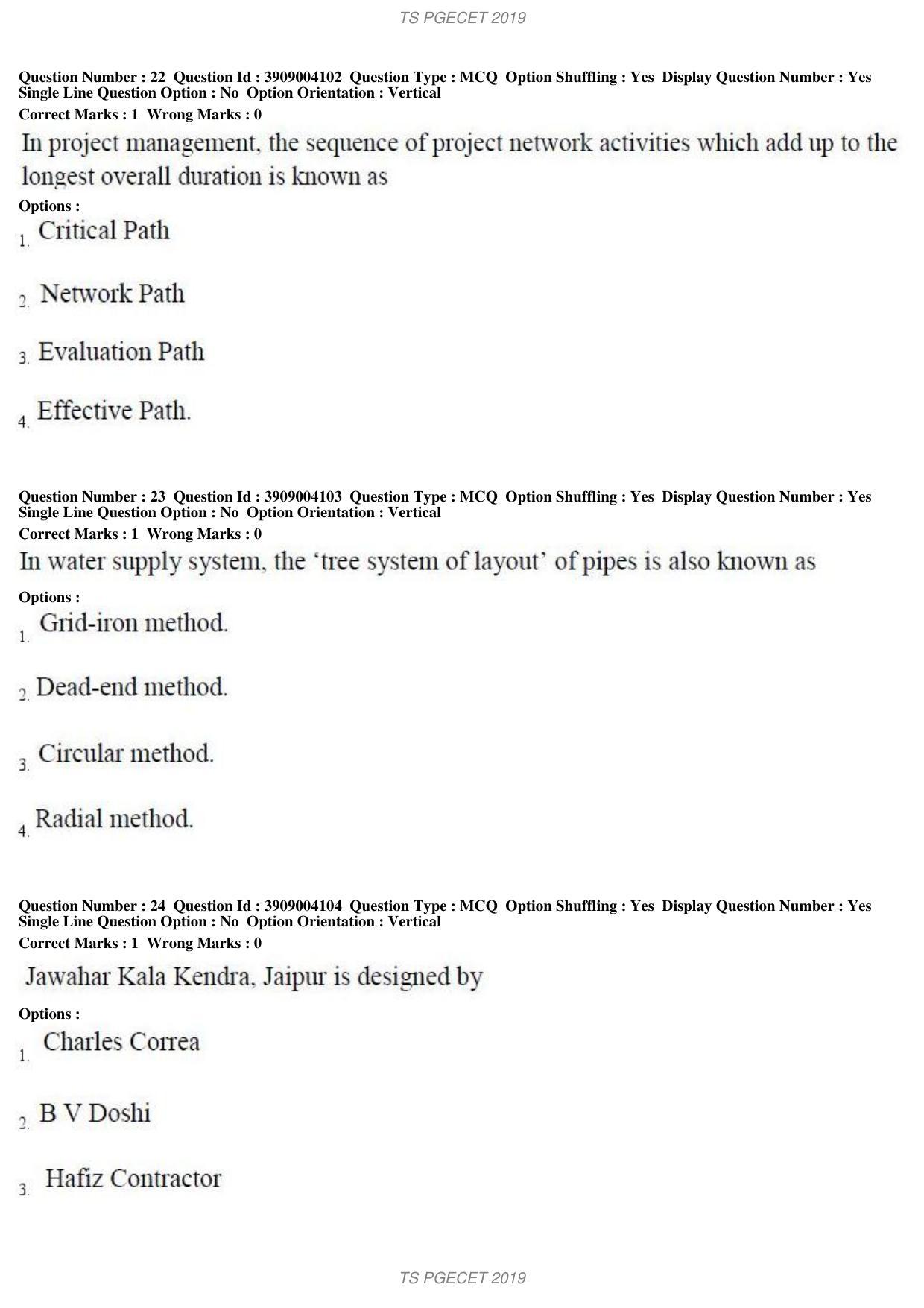 TS PGECET 2019: Architecture and Planning Question Papers - Page 9