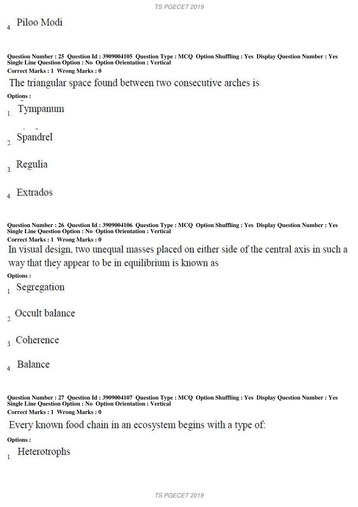 TS PGECET 2019: Architecture and Planning Question Papers - Page 10