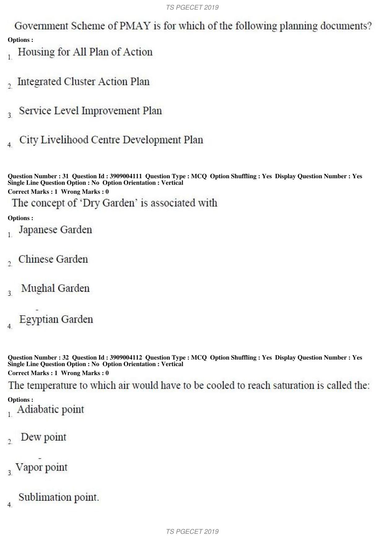 TS PGECET 2019: Architecture and Planning Question Papers - Page 12