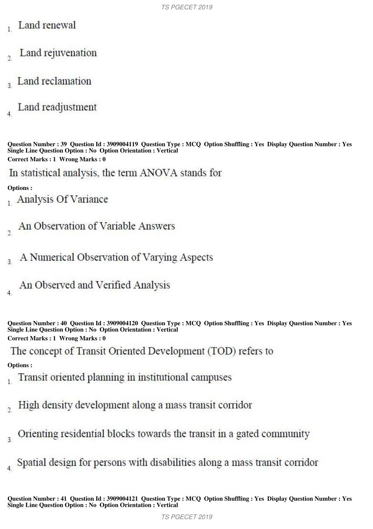 TS PGECET 2019: Architecture and Planning Question Papers - Page 15