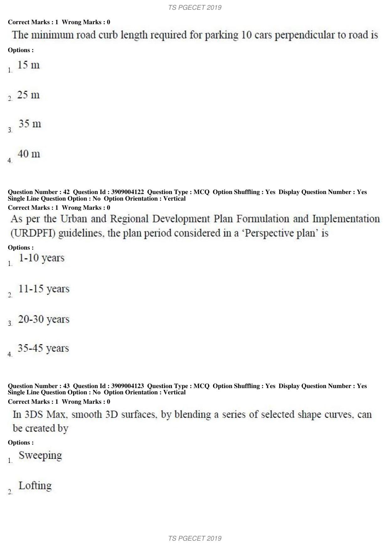 TS PGECET 2019: Architecture and Planning Question Papers - Page 16
