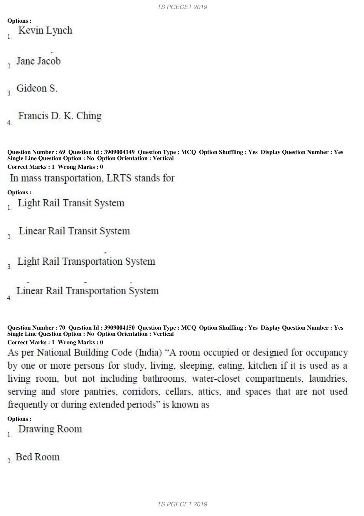 TS PGECET 2019: Architecture and Planning Question Papers - Page 26