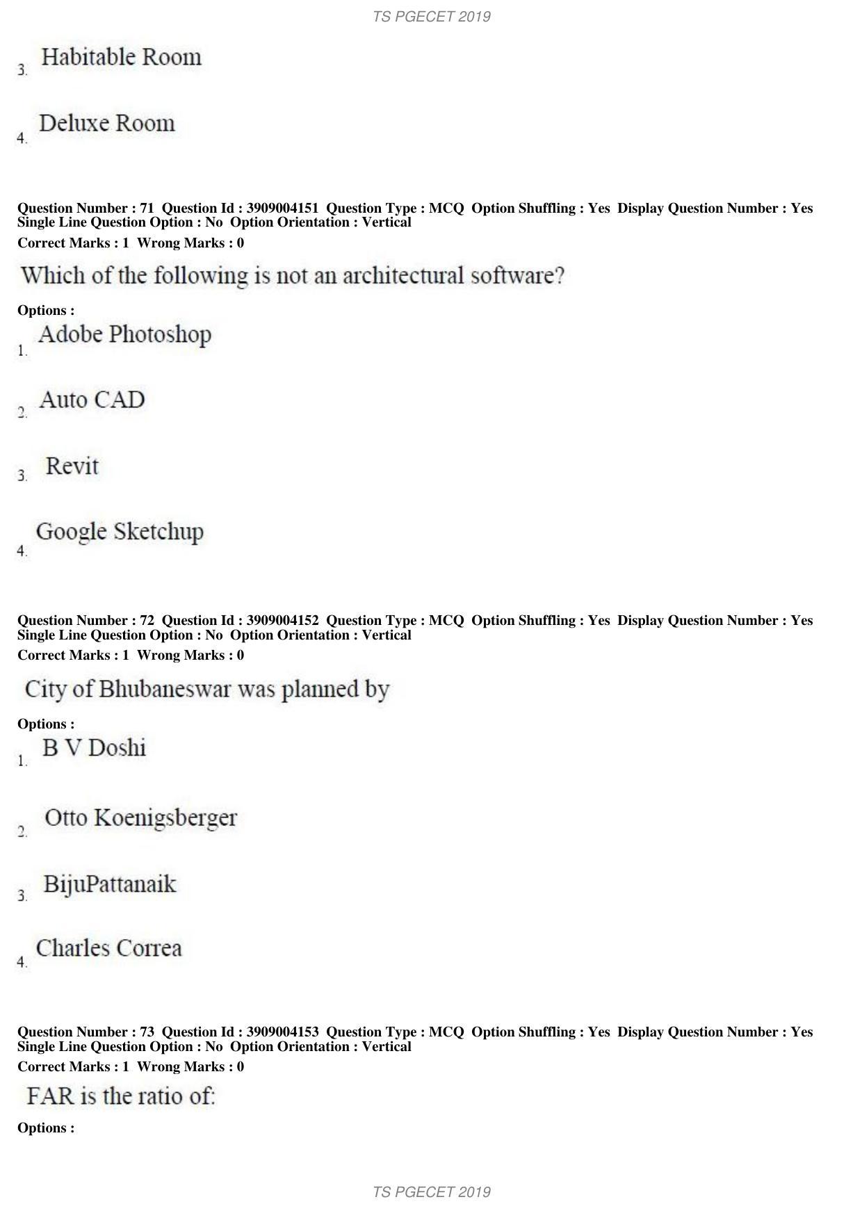TS PGECET 2019: Architecture and Planning Question Papers - Page 27
