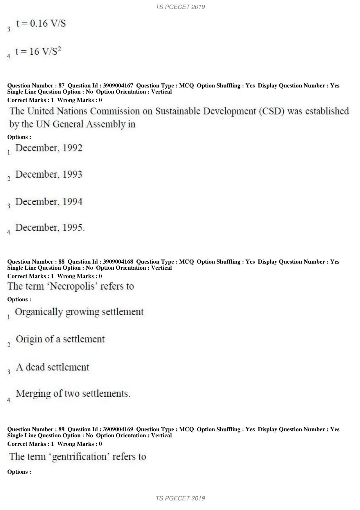 TS PGECET 2019: Architecture and Planning Question Papers - Page 33
