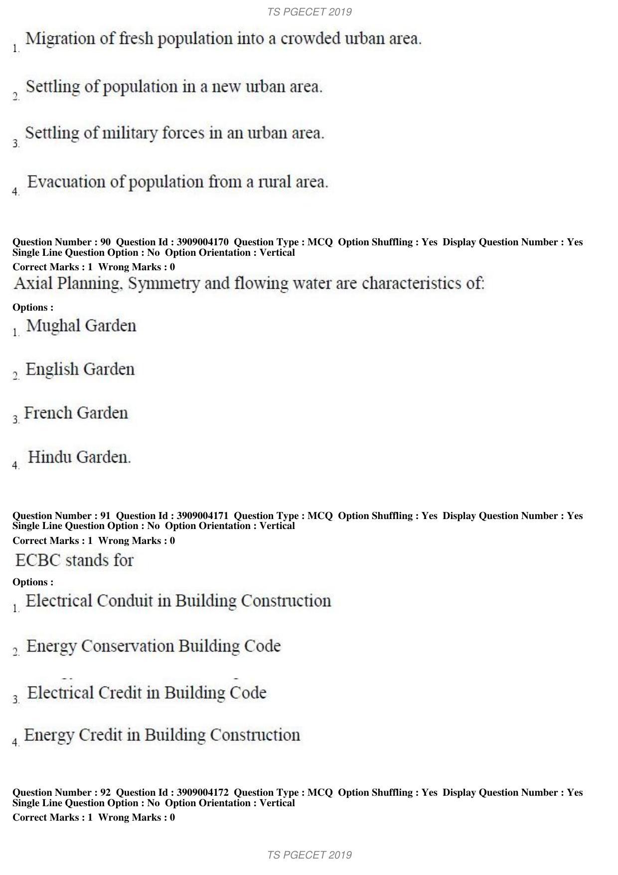 TS PGECET 2019: Architecture and Planning Question Papers - Page 34
