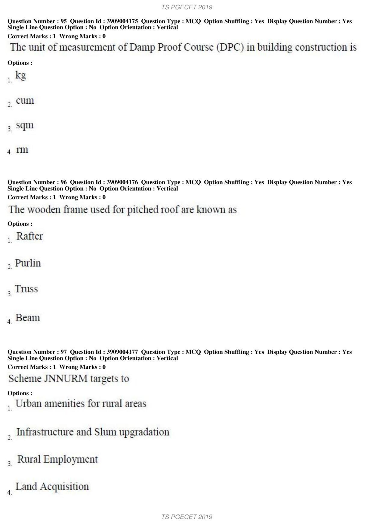 TS PGECET 2019: Architecture and Planning Question Papers - Page 36