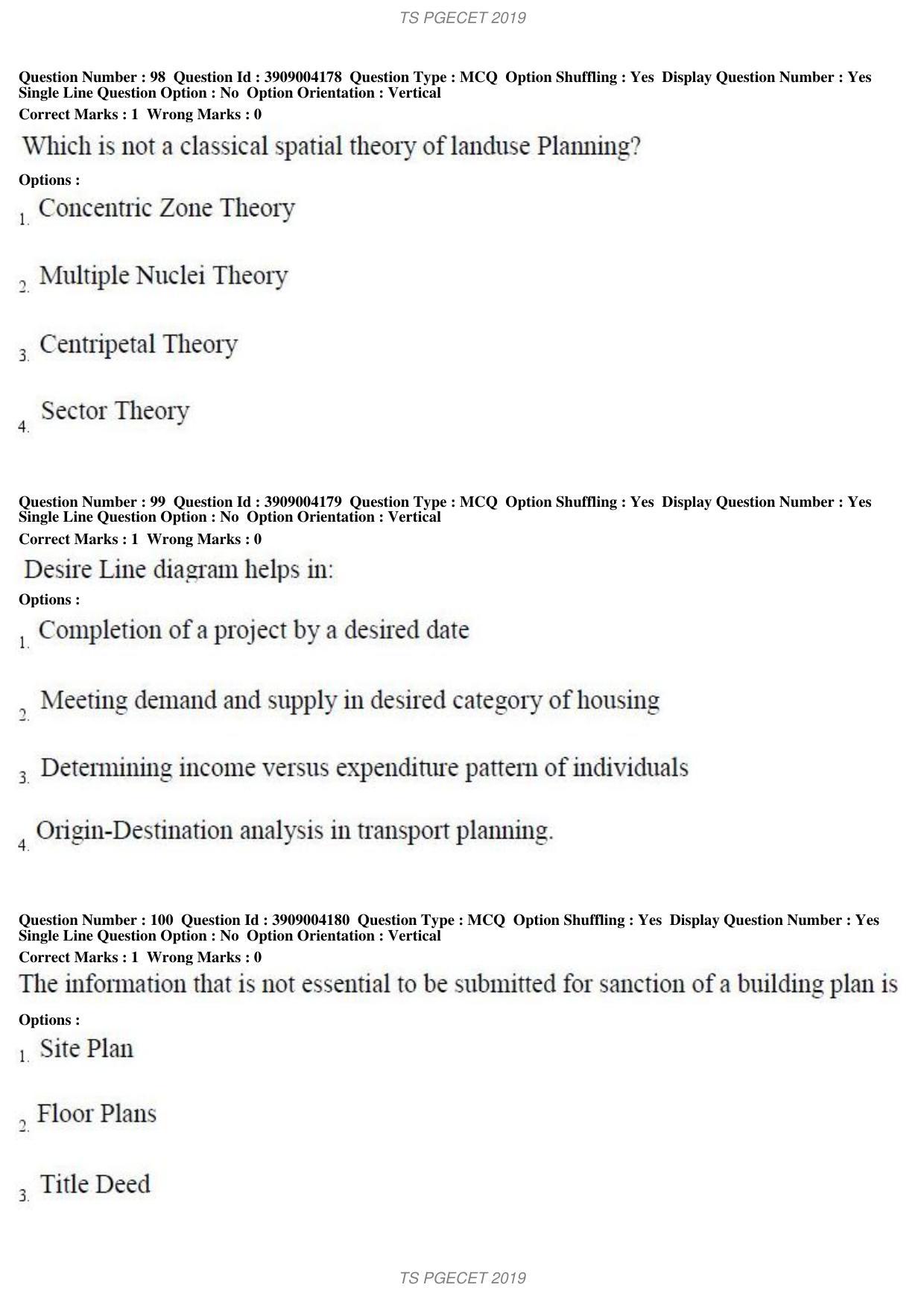 TS PGECET 2019: Architecture and Planning Question Papers - Page 37