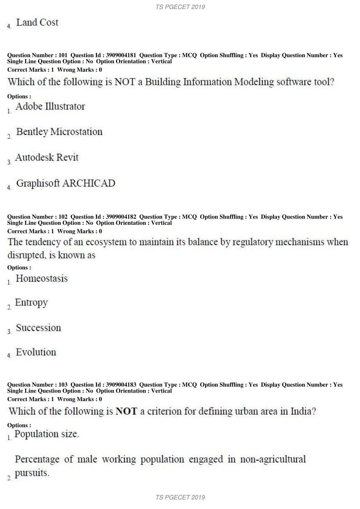 TS PGECET 2019: Architecture and Planning Question Papers - Page 38