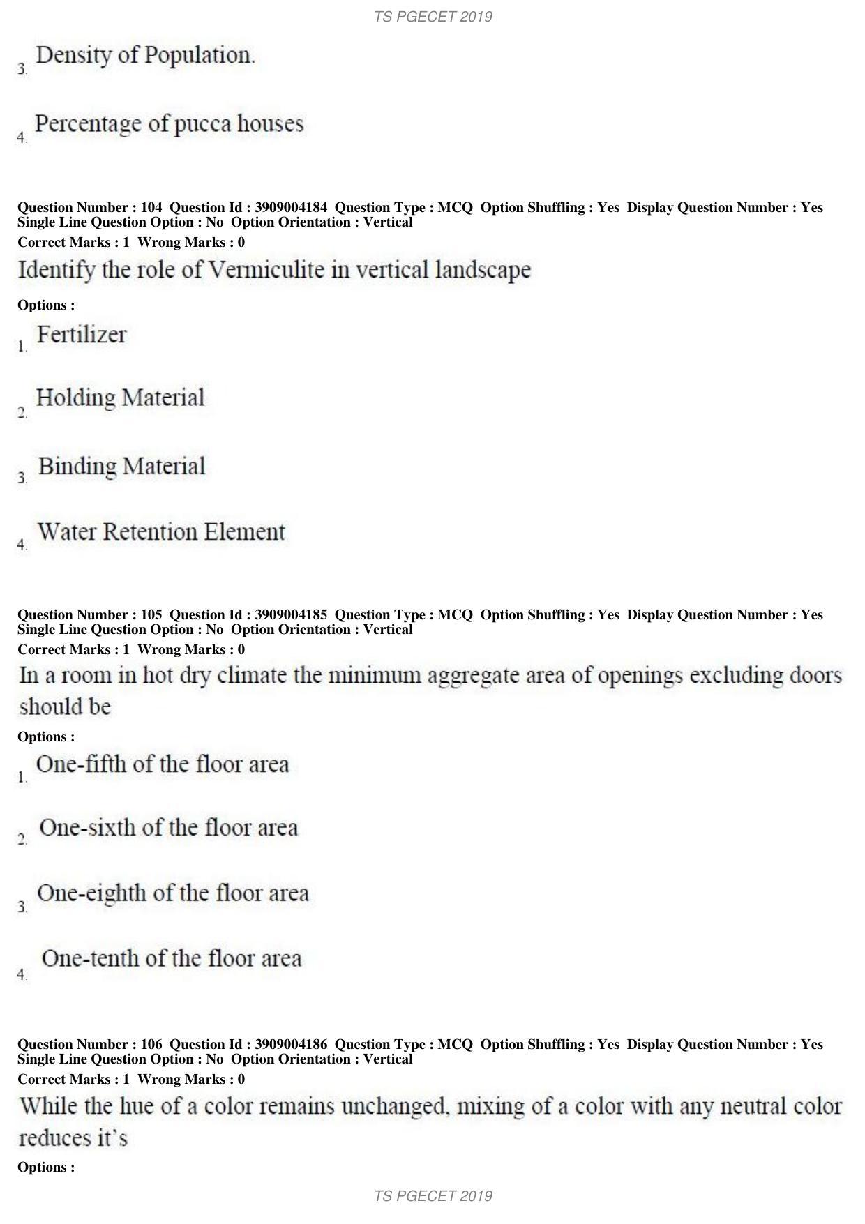 TS PGECET 2019: Architecture and Planning Question Papers - Page 39