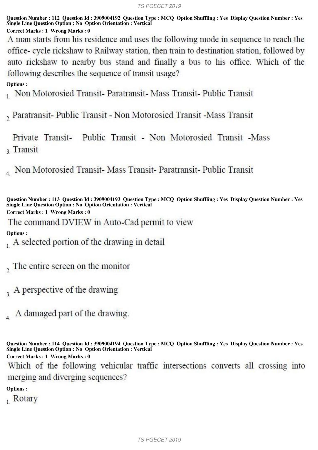 TS PGECET 2019: Architecture and Planning Question Papers - Page 42