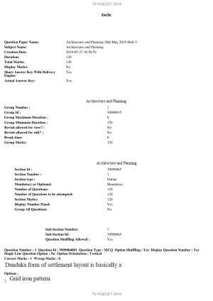 TS PGECET 2019: Architecture and Planning Question Papers