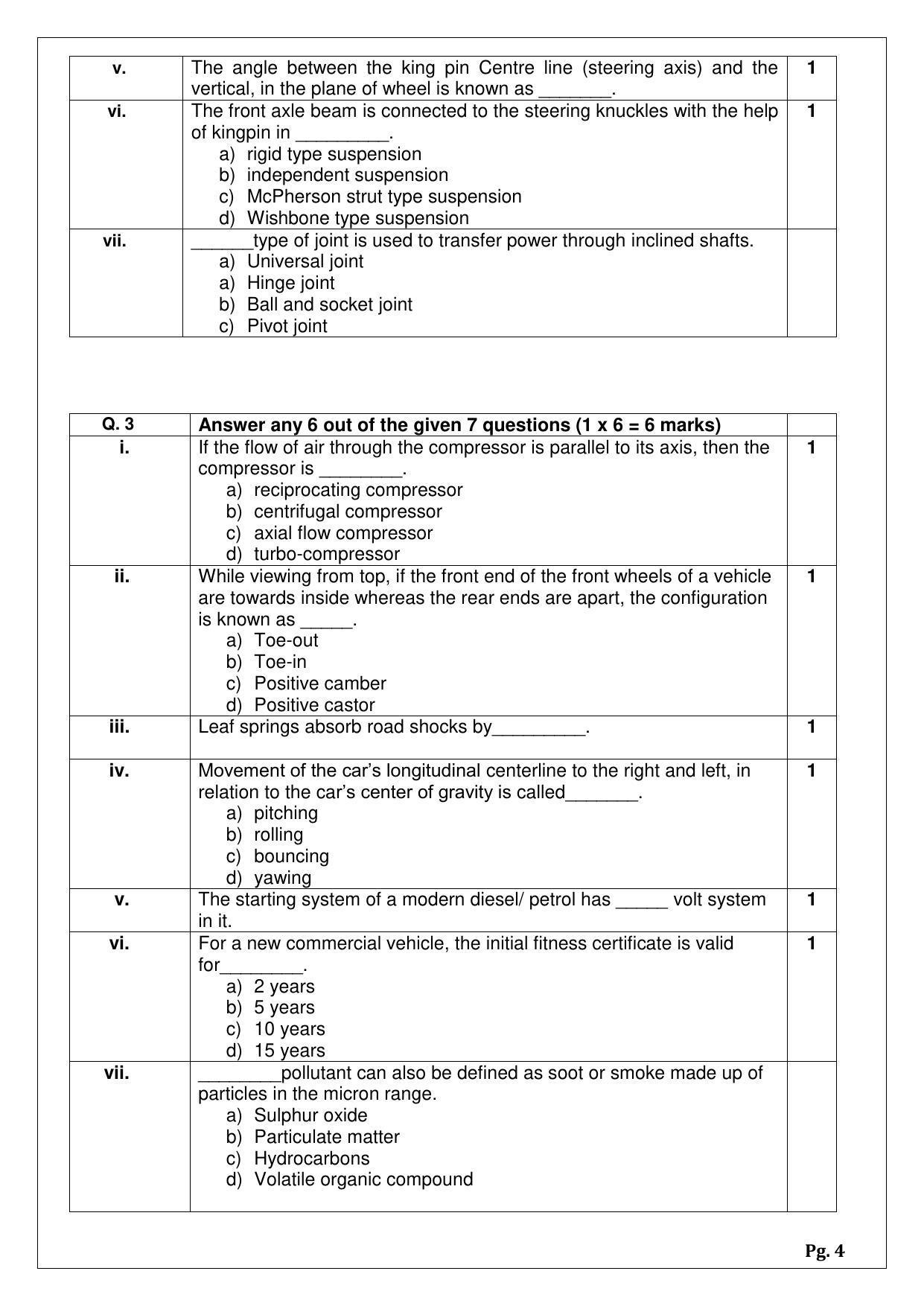 CBSE Class 12 Automotive (Skill Education) Sample Papers 2023 - Page 4