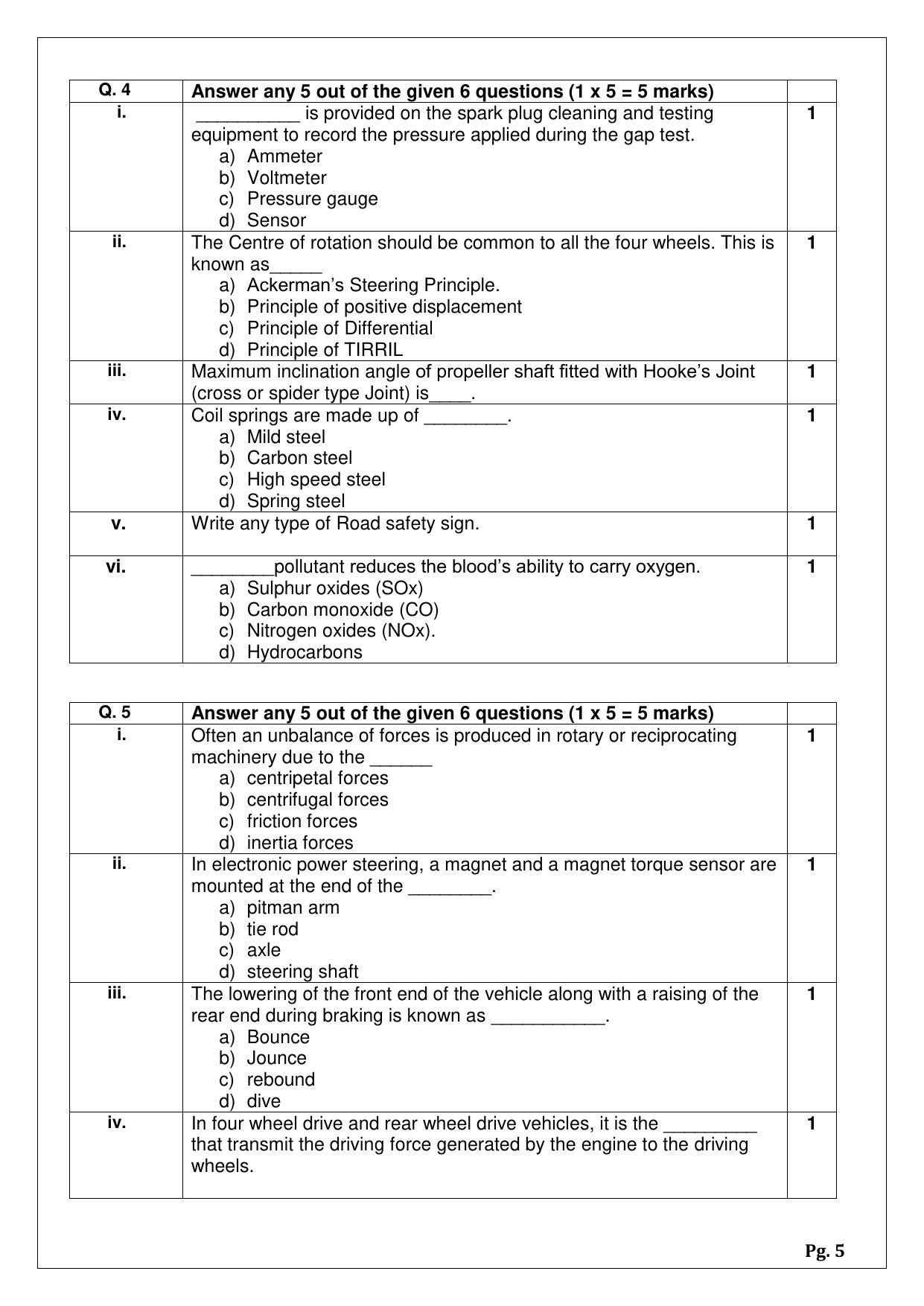 CBSE Class 12  Automotive (Skill Education) Sample Papers 2023 - Page 5
