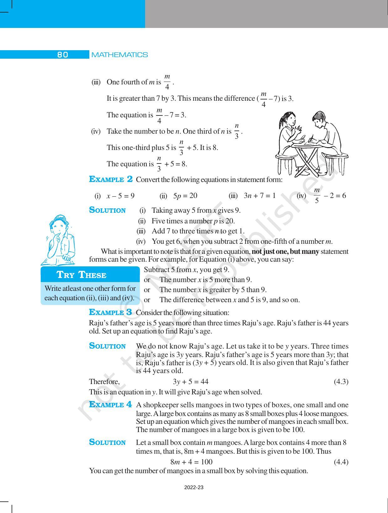 NCERT Book for Class 7 Maths: Chapter 4-Simple Equations - Page 4