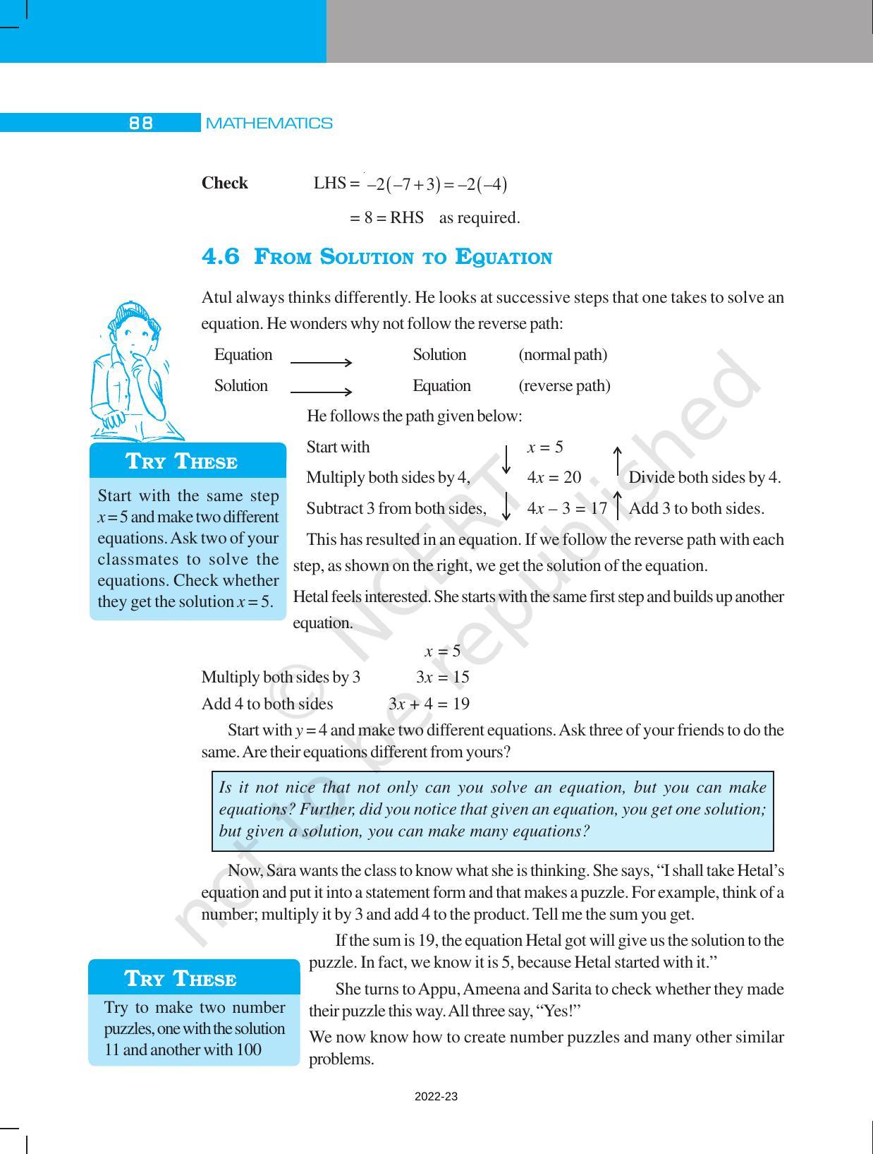 NCERT Book for Class 7 Maths: Chapter 4-Simple Equations - Page 12