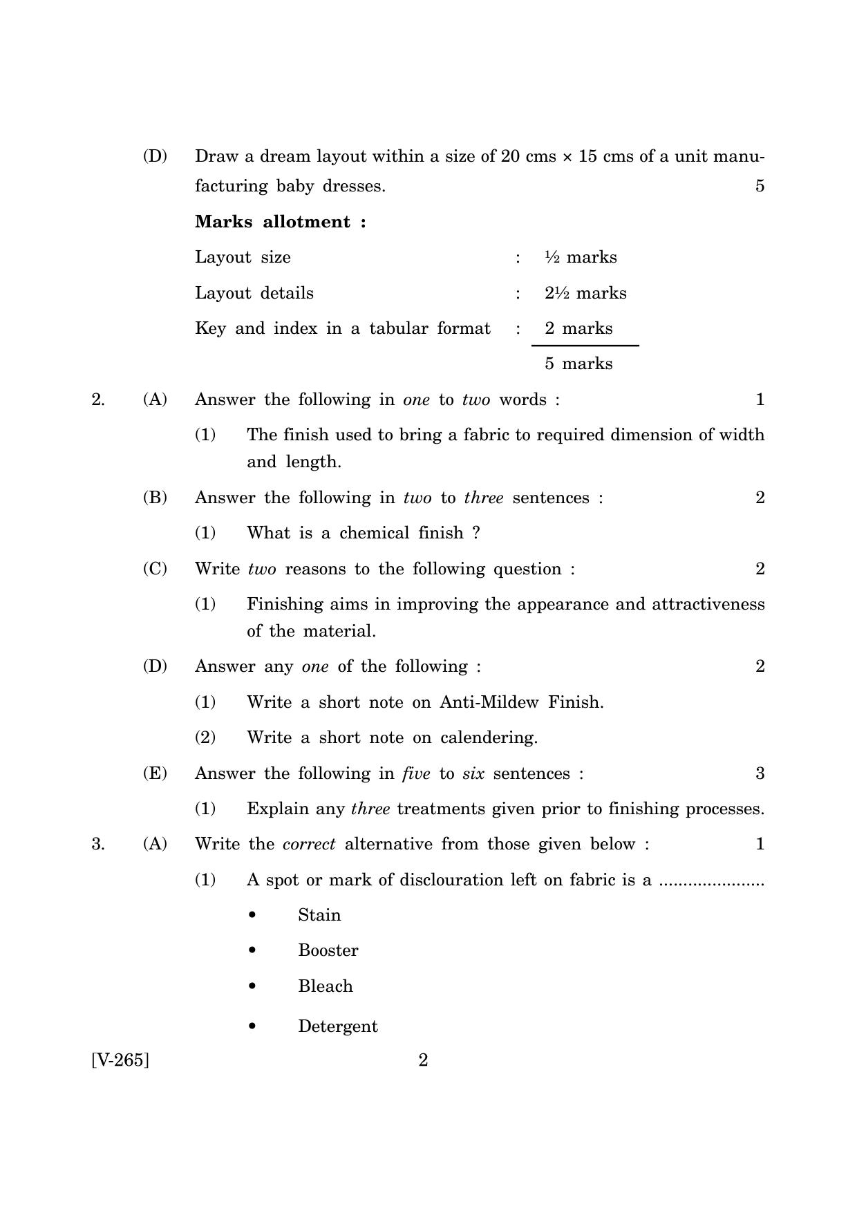 Goa Board Class 12 Fibre to Fabric & Fashion Marketing  June 2019 (June 2019) Question Paper - Page 2