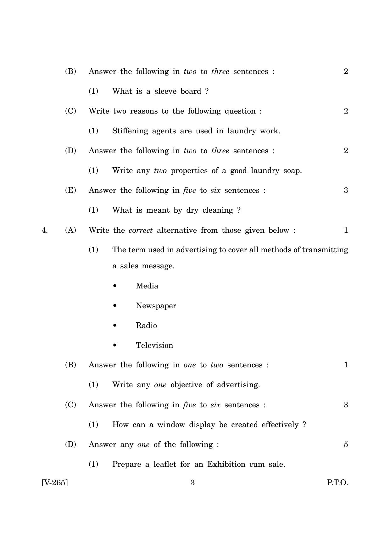 Goa Board Class 12 Fibre to Fabric & Fashion Marketing  June 2019 (June 2019) Question Paper - Page 3