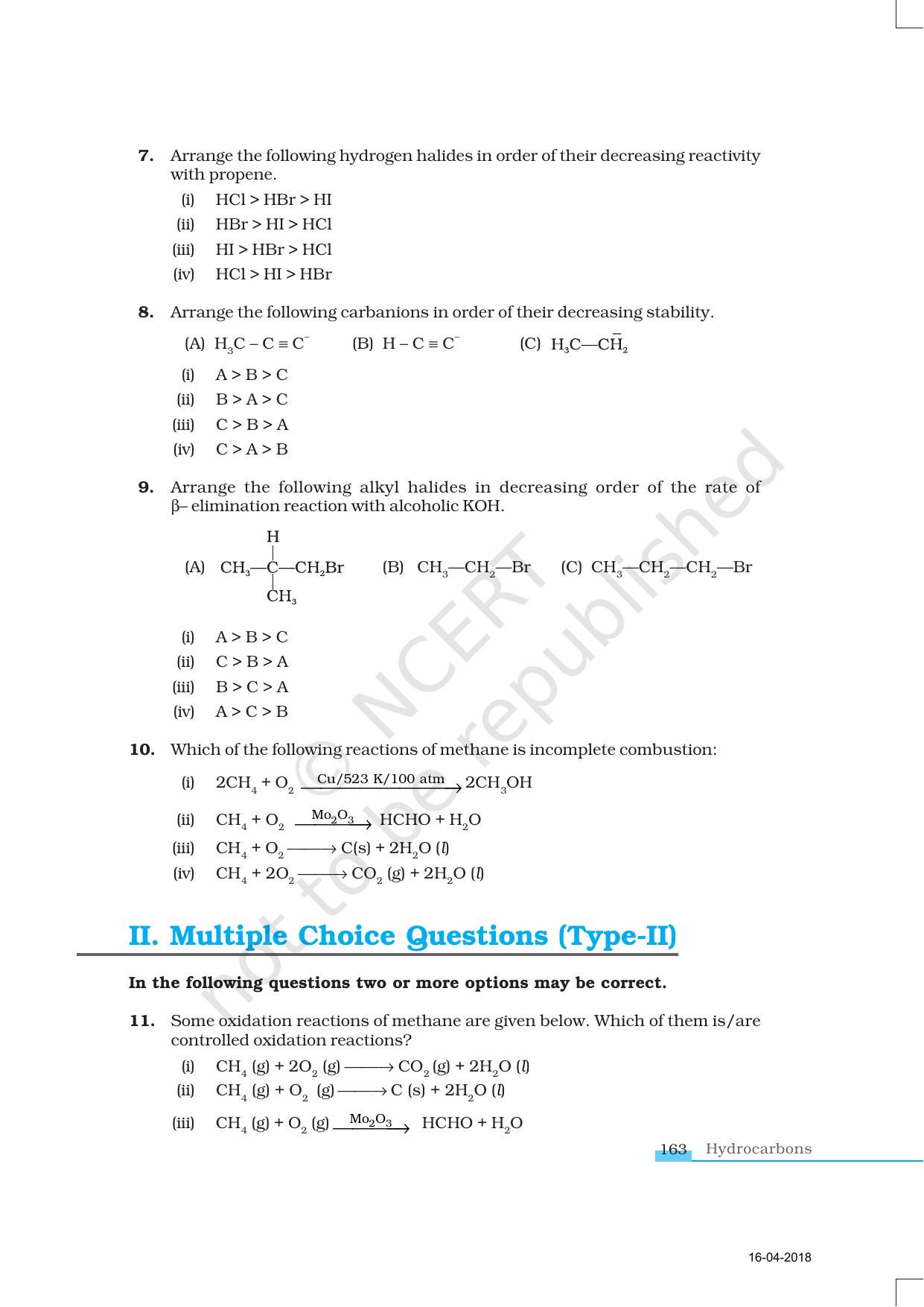 NCERT Exemplar Book for Class 11 Chemistry: Chapter 13 Hydrocarbons - Page 3