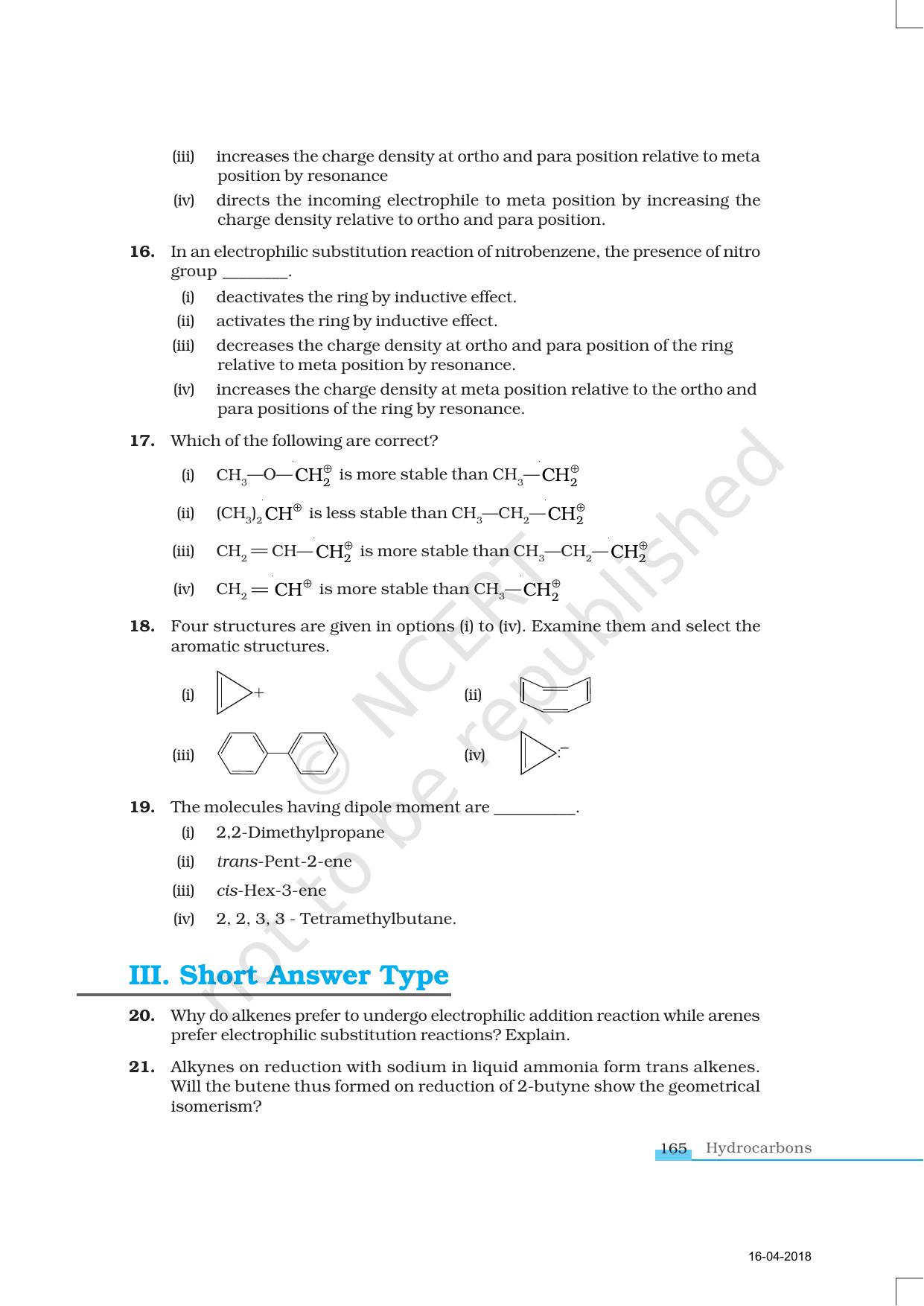 NCERT Exemplar Book for Class 11 Chemistry: Chapter 13 Hydrocarbons - Page 5