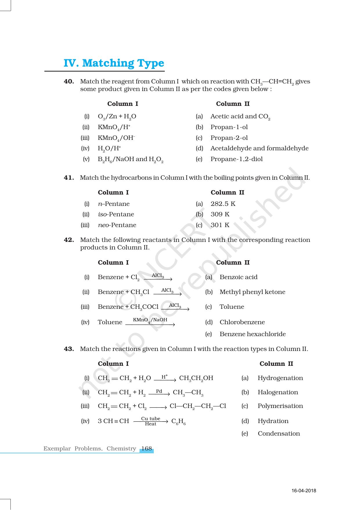NCERT Exemplar Book for Class 11 Chemistry: Chapter 13 Hydrocarbons - Page 8