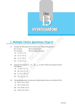 NCERT Exemplar Book for Class 11 Chemistry: Chapter 13 Hydrocarbons