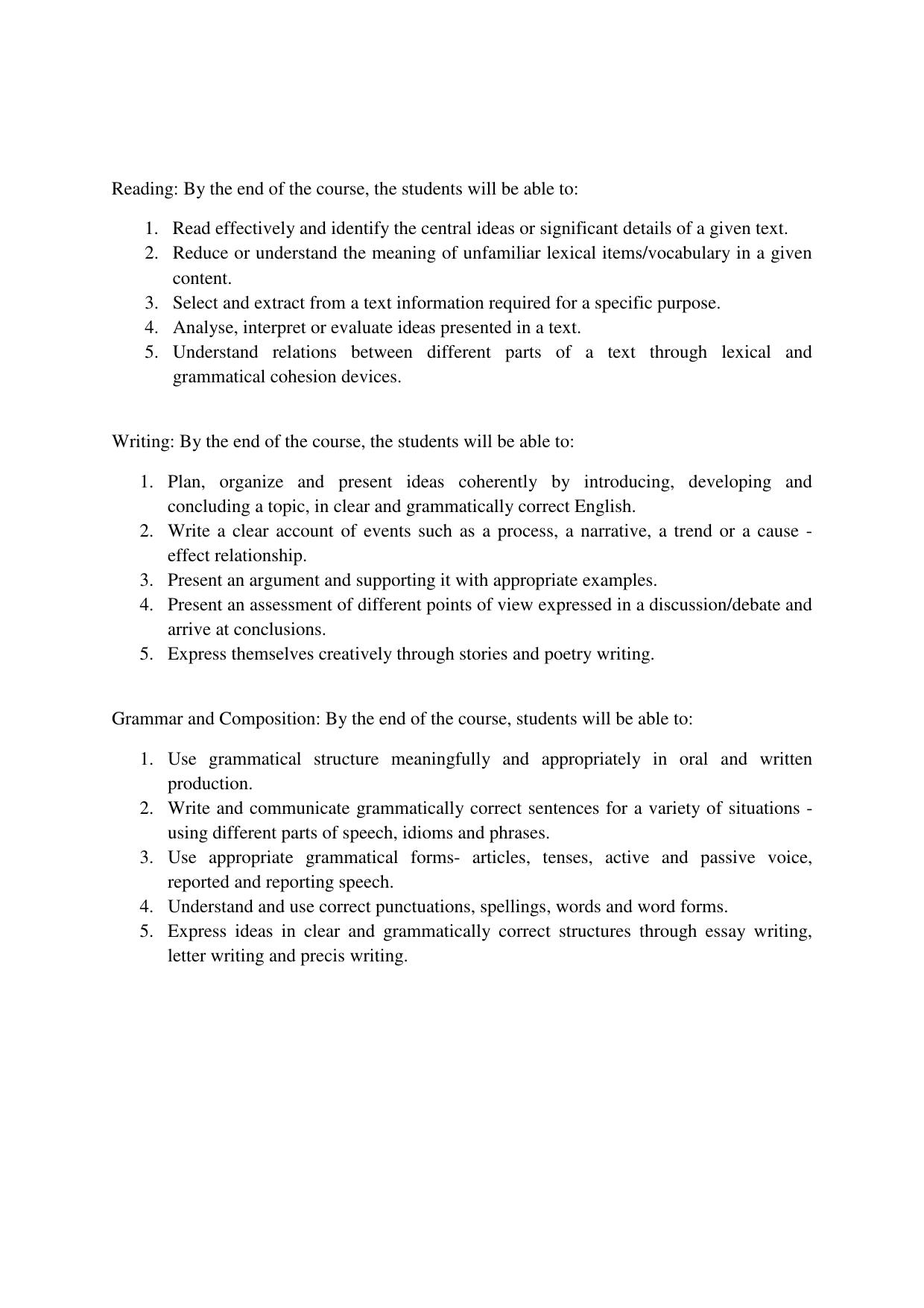 Mizoram Board Class 9 English Syllabus - Page 3