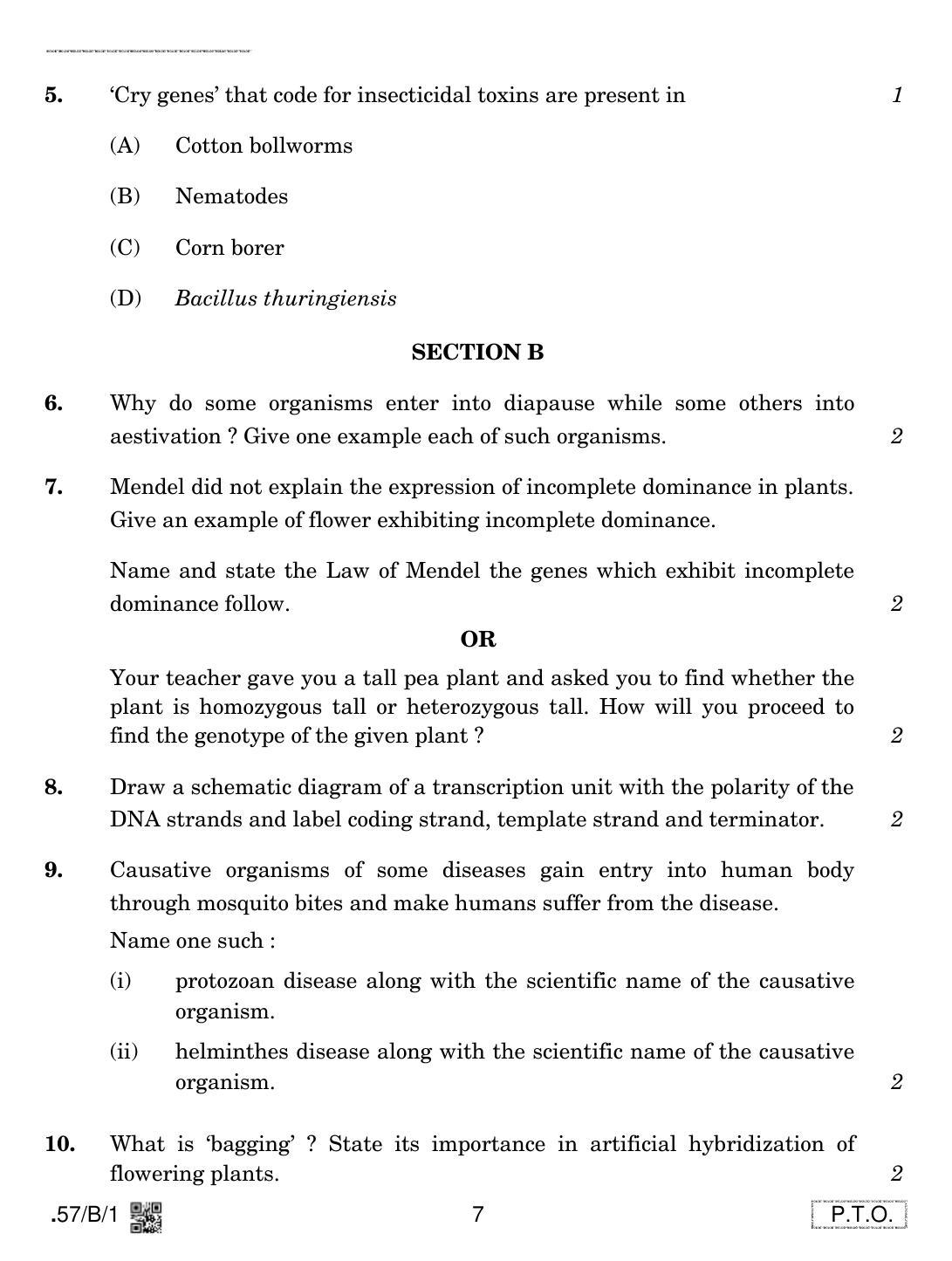 CBSE Class 12 57-C-1 - Biology 2020 Compartment Question Paper - Page 7