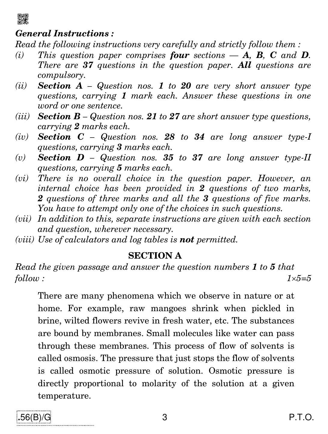 CBSE Class 12 56(B)-C - Chemistry For Blind Candidates 2020 Compartment Question Paper - Page 3