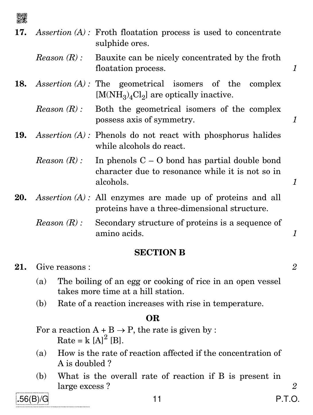 CBSE Class 12 56(B)-C - Chemistry For Blind Candidates 2020 Compartment Question Paper - Page 11