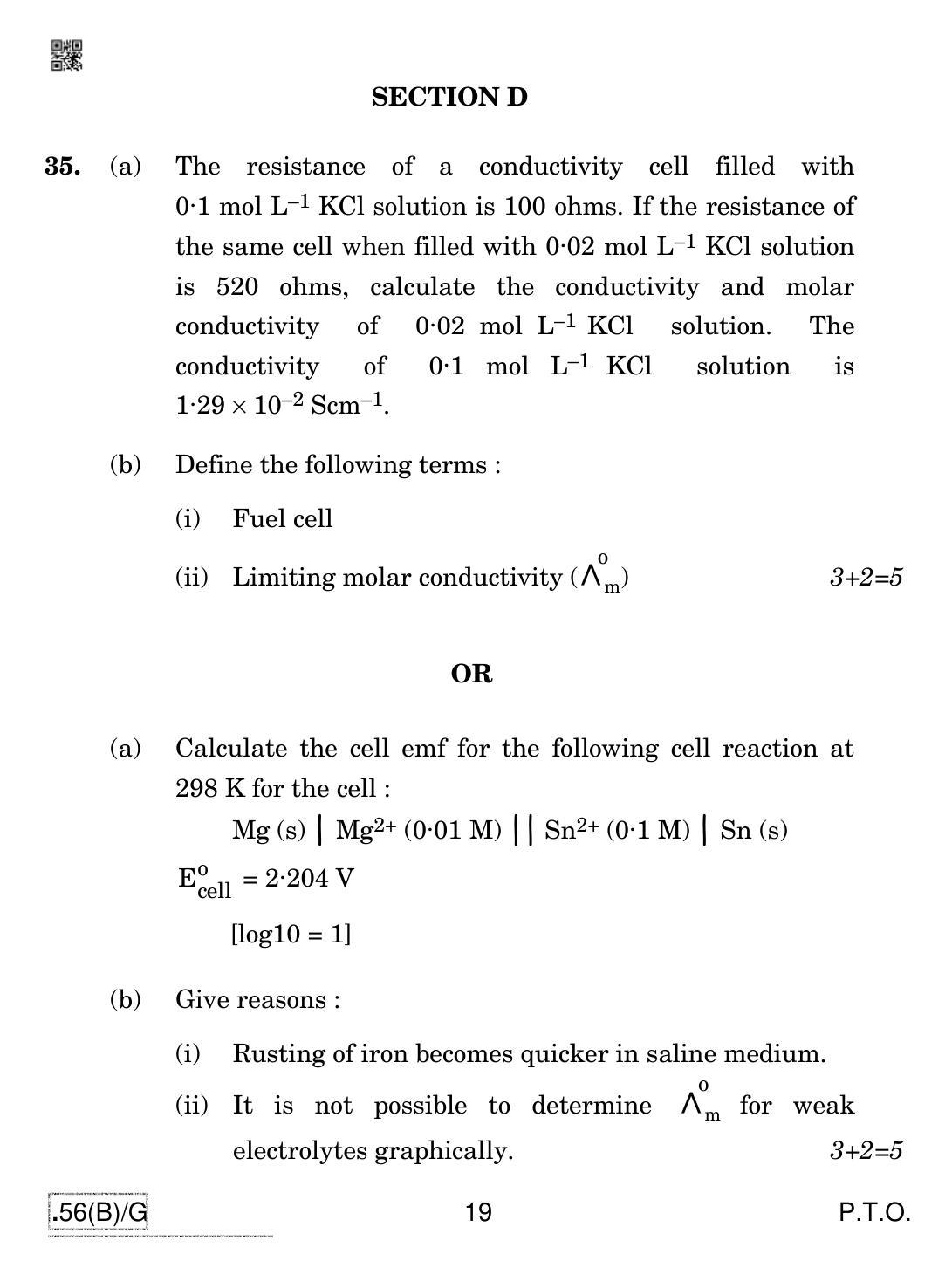 CBSE Class 12 56(B)-C - Chemistry For Blind Candidates 2020 Compartment Question Paper - Page 19