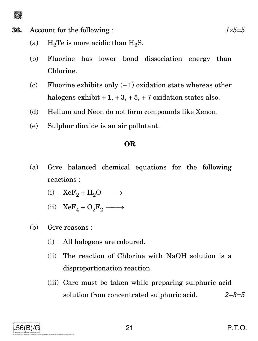 CBSE Class 12 56(B)-C - Chemistry For Blind Candidates 2020 Compartment Question Paper - Page 21