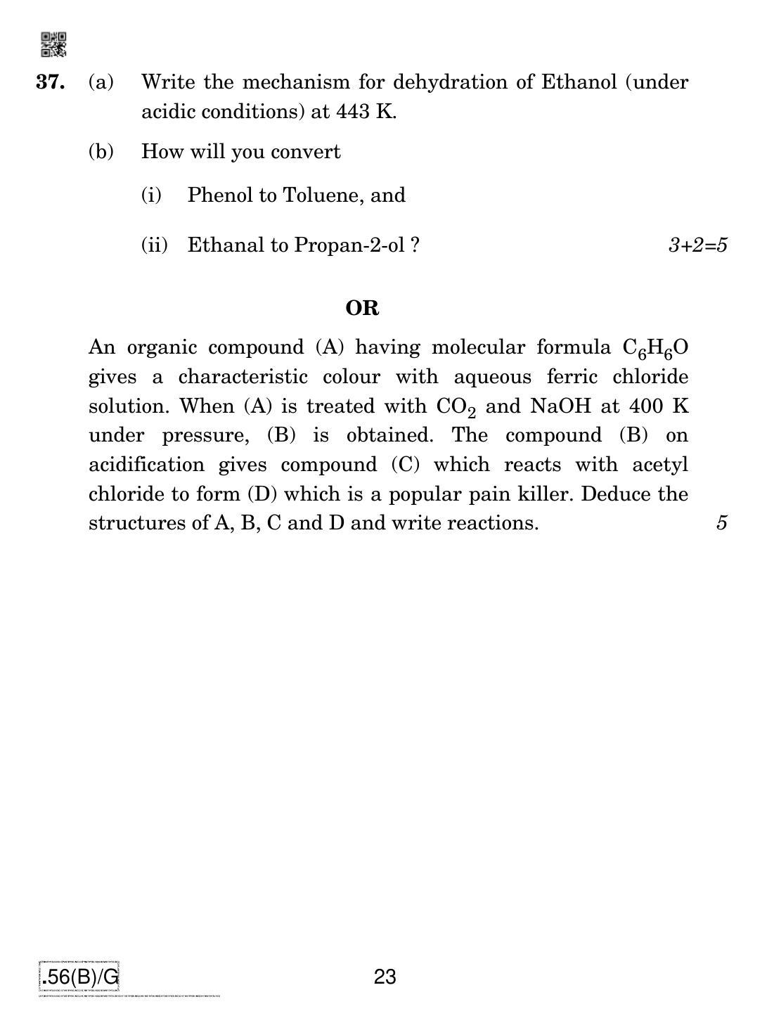 CBSE Class 12 56(B)-C - Chemistry For Blind Candidates 2020 Compartment Question Paper - Page 23