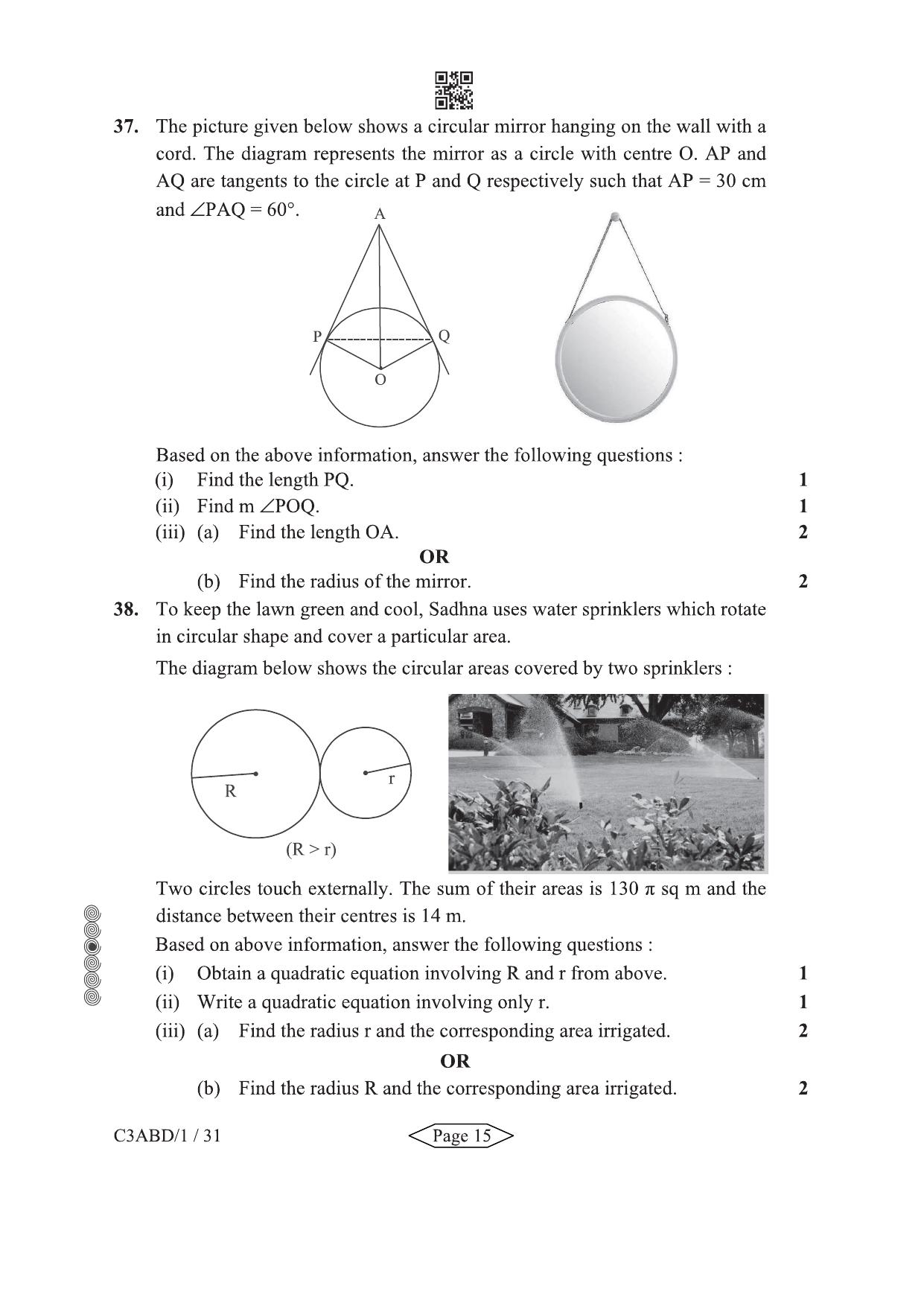 CBSE Class 10 430-1-2 Mathematics Basic 2024 Question Paper - Page 15