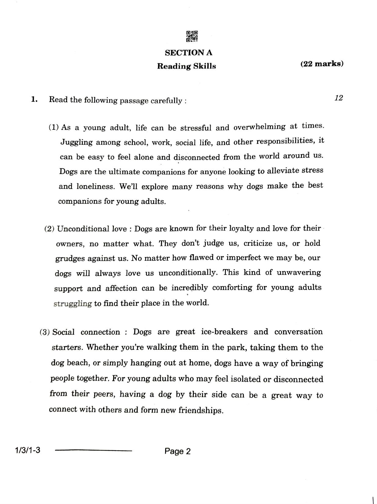 1/3/1 English Core Set 1 2024 Question Paper - Page 2