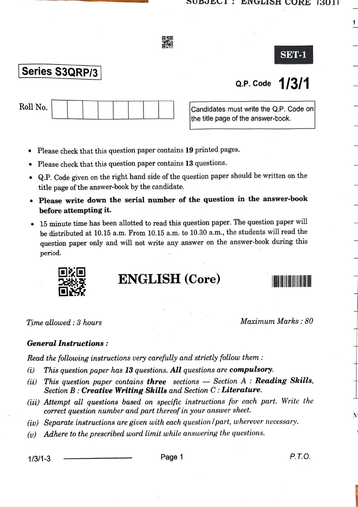 1/3/1 English Core Set 1 2024 Question Paper - Page 6