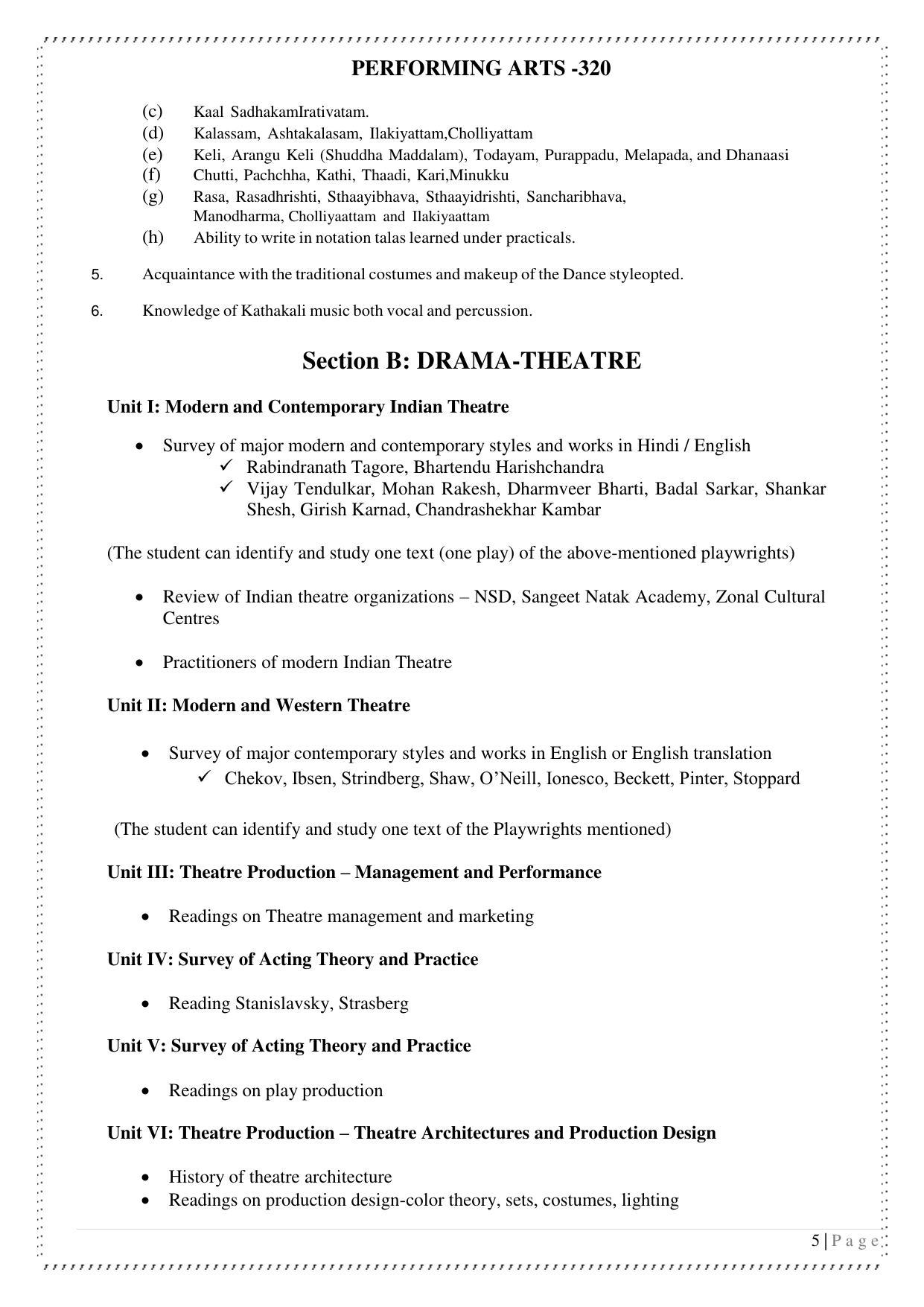 CUET Syllabus for Performing Arts (English) - Page 5