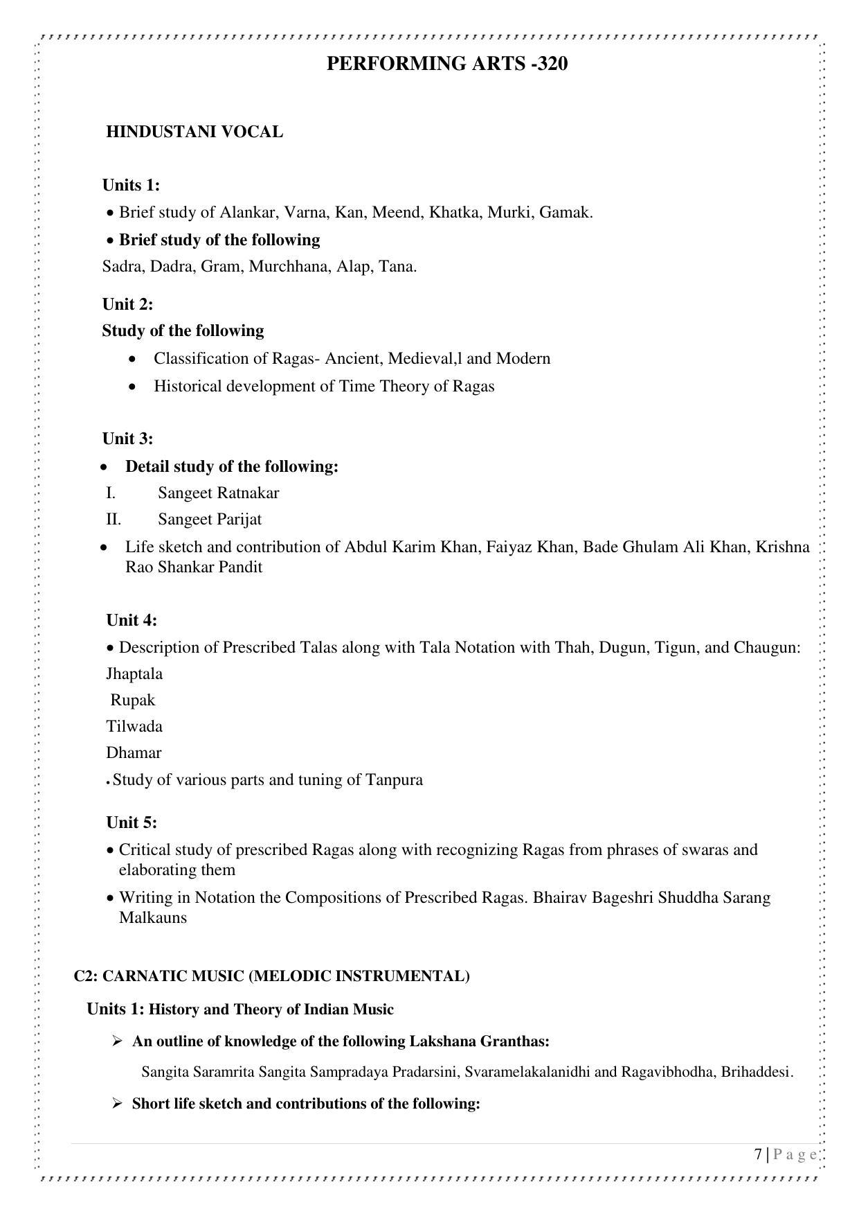 CUET Syllabus for Performing Arts (English) - Page 7