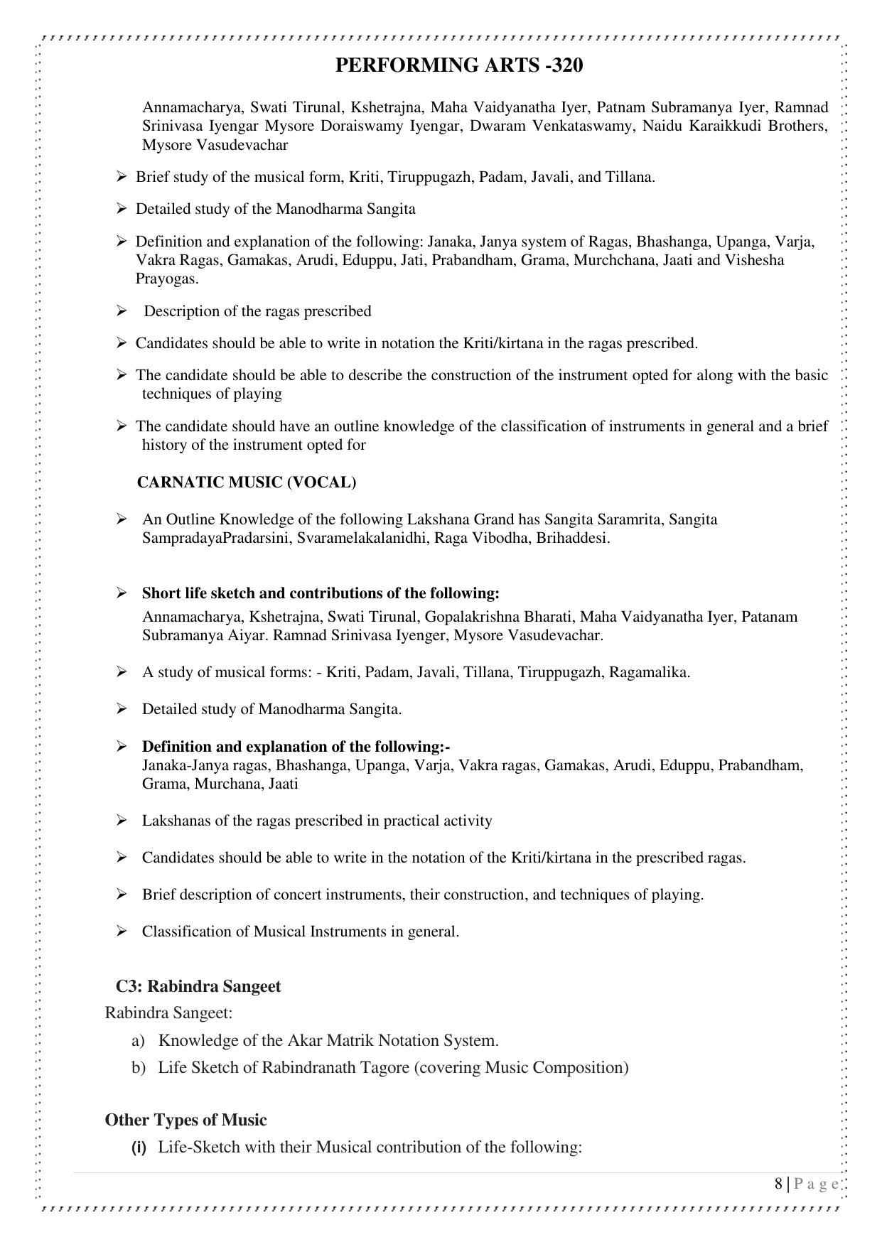 CUET Syllabus for Performing Arts (English) - Page 8