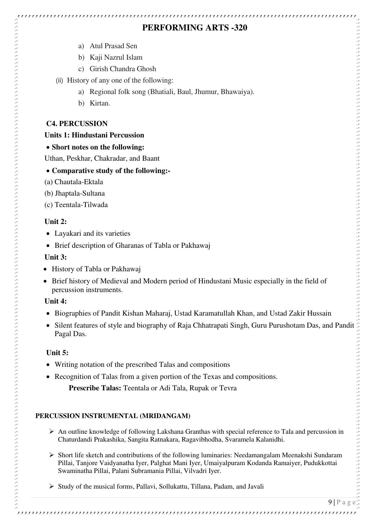 CUET Syllabus for Performing Arts (English) - Page 9