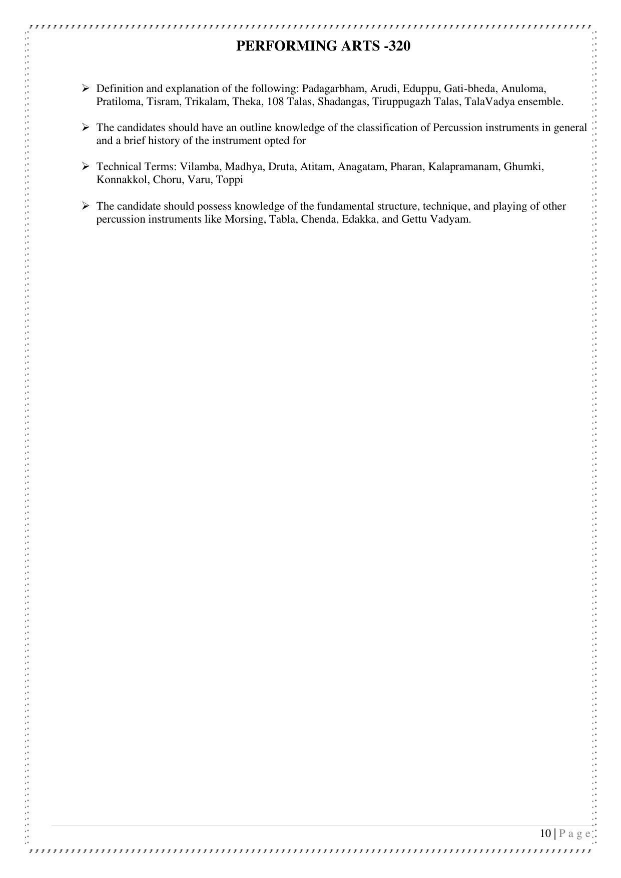 CUET Syllabus for Performing Arts (English) - Page 10