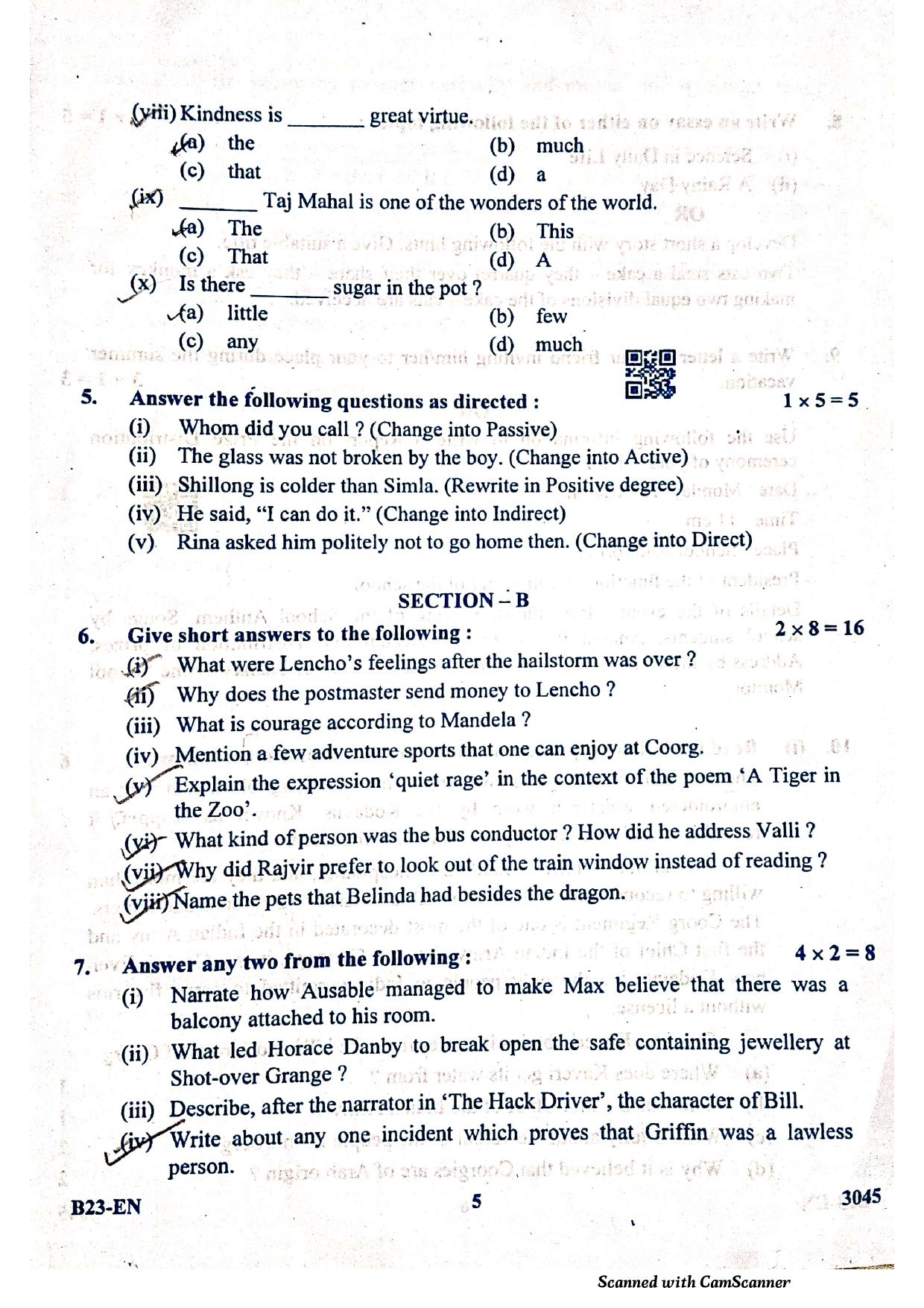 SEBA HSLC English Question Paper 2023 - Page 5