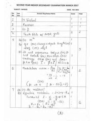 Kerala Plus Two 2017 Physics Answer key