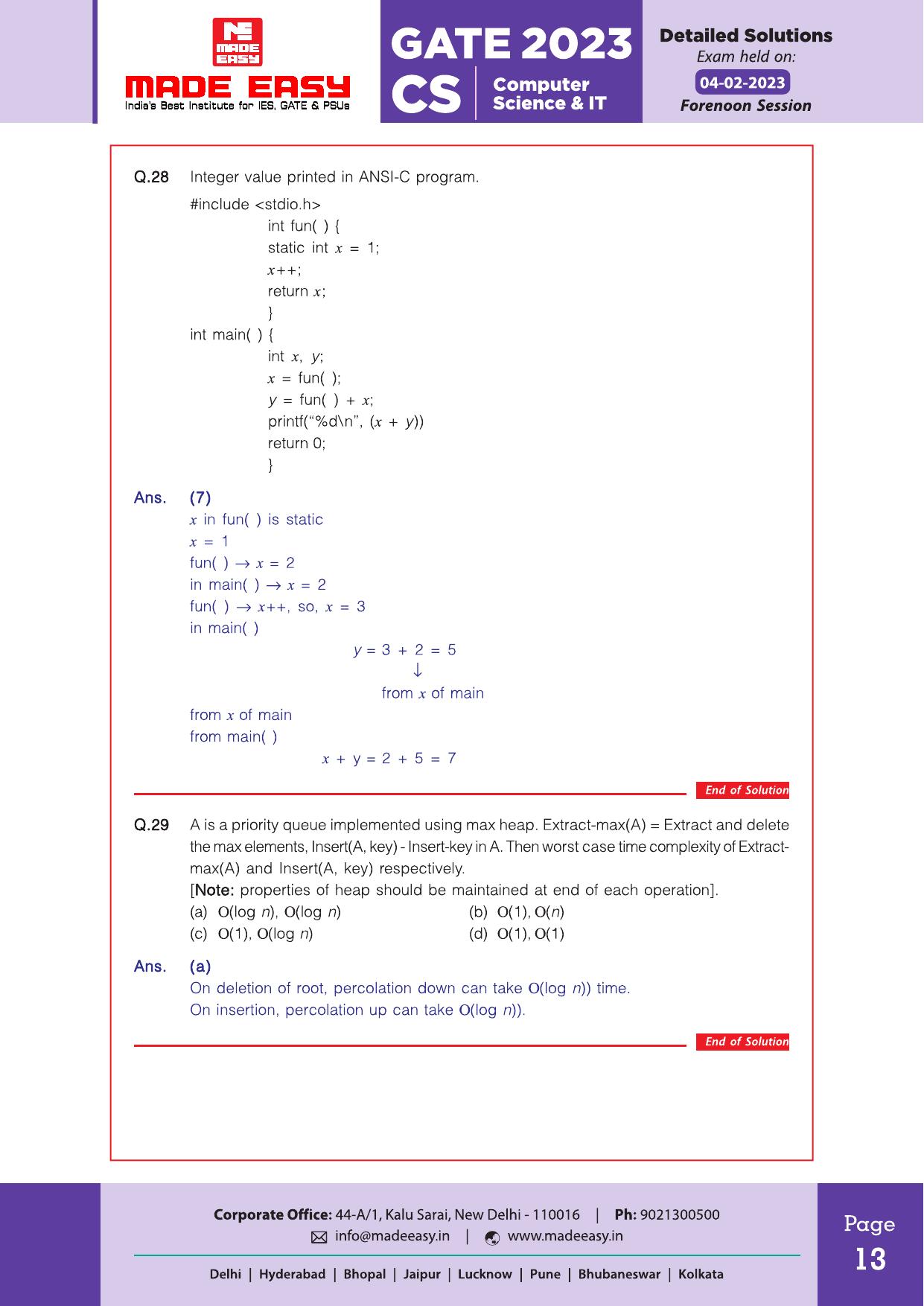 GATE 2023 Computer Science Engineering Question Paper (Made Easy) - Page 18